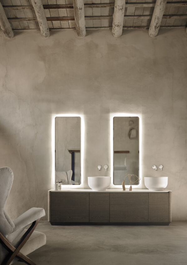 Miroir rectangulaire biseauté avec led+Vasque Origin_Inbani